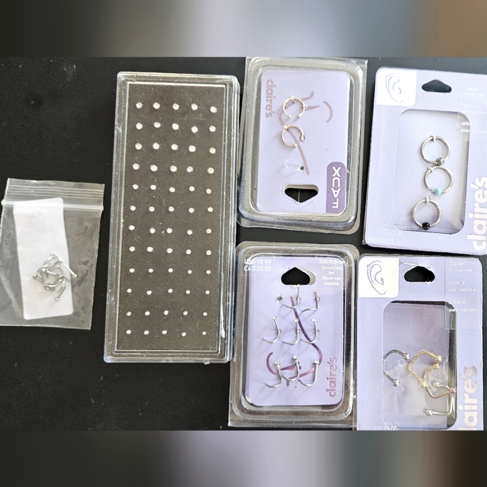 Bundle of an assortment of earrings and nose rings NWOT